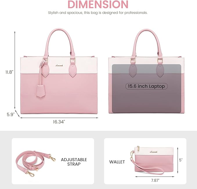 LOVEVOOK Laptop Tote Bag for Women, Work Totes Business Office Computer Briefcase with Clutch Purse