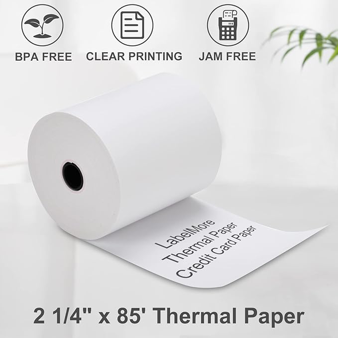 LabelMore 2-1/4" x 85' Thermal Paper Tape Cash Receipt Paper Rolls Premium POS Printer Paper (10 Rolls)
