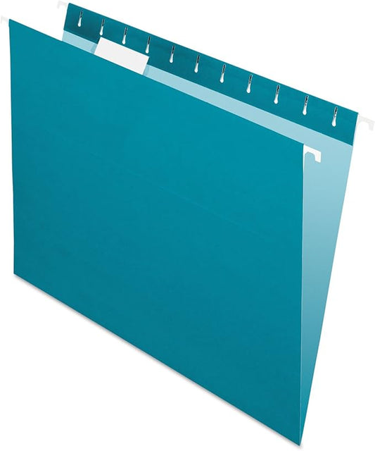 Pendaflex Recycled Hanging Folders, Letter Size, Teal, 1/5 Cut, 25/BX (81614)