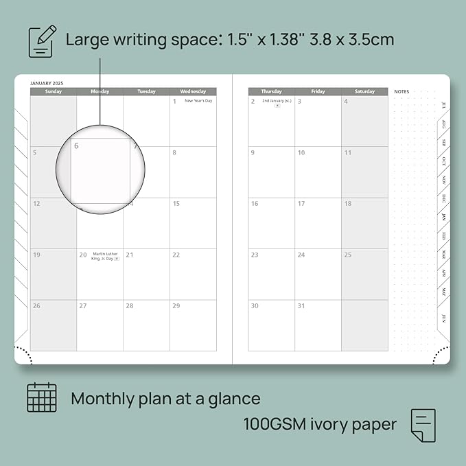 POPRUN Planner 2024-2025, [Medium 6.5'' x 8.5'' Hard Cover] Academic Calendar (July 24-June 25) Daily Weekly and Monthly Appointment Book with Hourly Time Slots, Monthly Tabs, 100 GSM - Light Yellow