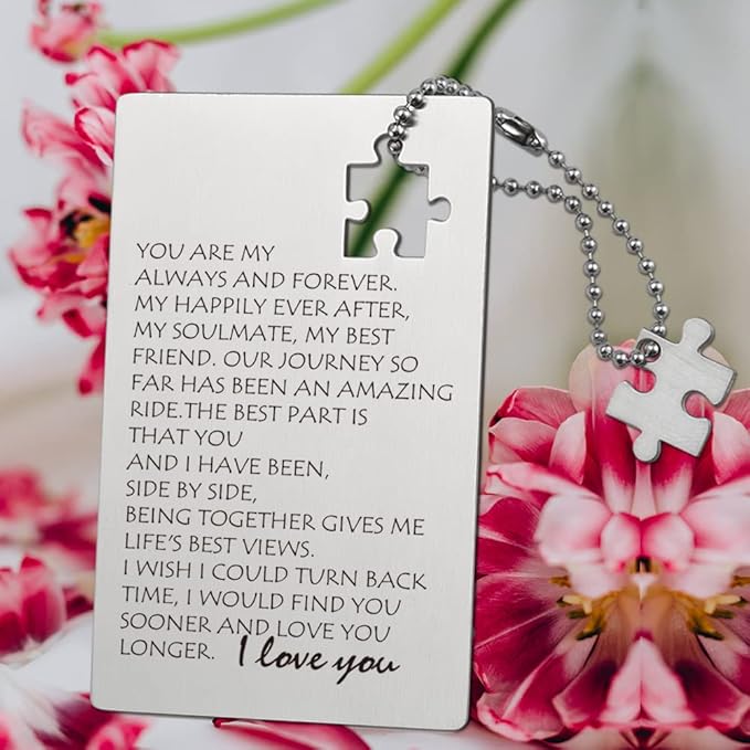 llxxeyopqdxz Stainless Steel Mini Love Note Wallet Card, Engraved Gift for Anniversary, Wedding, Christmas, Birthday, Valentine's Day