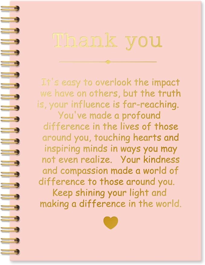 Thank You Pink Gold Hardcover 160 Pages Spiral Notebooks, Funny Thank You Gifts for Women Men Coworkers Leader Mentor, Appreciation Gifts for Employees, Thanksgiving Gifts for Colleagues Leaders