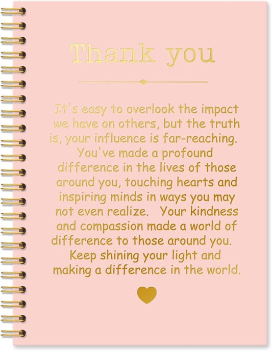 Thank You Pink Gold Hardcover 160 Pages Spiral Notebooks, Funny Thank You Gifts for Women Men Coworkers Leader Mentor, Appreciation Gifts for Employees, Thanksgiving Gifts for Colleagues Leaders