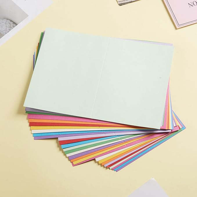 50 Pack Blank Cards Folded Cardstock Thank You Blank Greeting Cards for Invitations, Wedding, Greeting Cards, All Occasion DIY (Multicolor, 5x7)