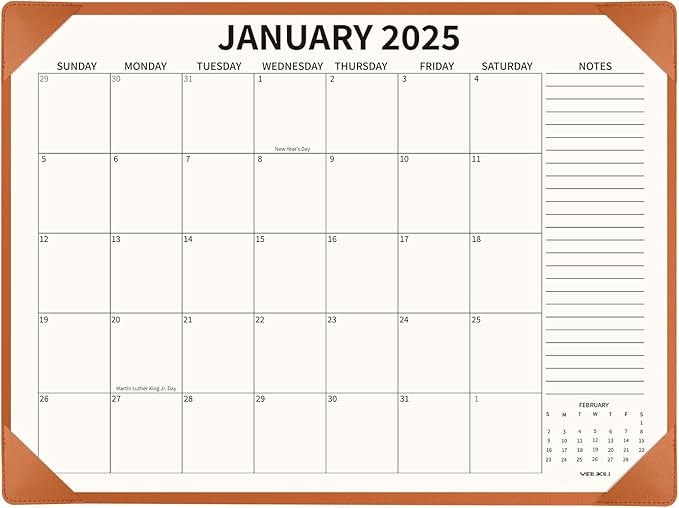 Desk Calendar 2025-2026 with Desktop Mat, 22x17 inch Large Desk Pad Calendar 18 Months Runs from 2025 to June 2026, Big Desk Blotter Calendar for Home Office and School, Brown