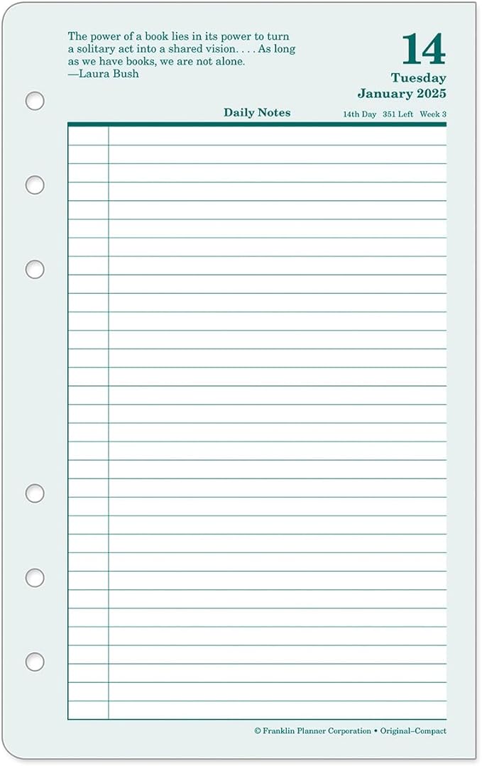 FranklinCovey - Original Two Page Per Day Ring-Bound Planner (Compact, Jan 2025 - Dec 2025)