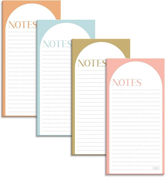 Sweetzer & Orange S&O Magnetic Notepads for Refrigerator 4 Pack, Sticky notes for Fridge Sets - Sticky Journals for Freezer - Magnetized memo sheets for cooler - 3.5” x 7”, 45 Pages