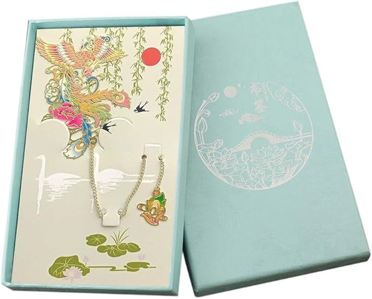 MOZART Gift Box Phoenix Chinese Style Brass Bookmark Classical Mythological Characters Mountain and Sea Sutra Series Creative Cultural Copper Bookmark Metal Bookmarks