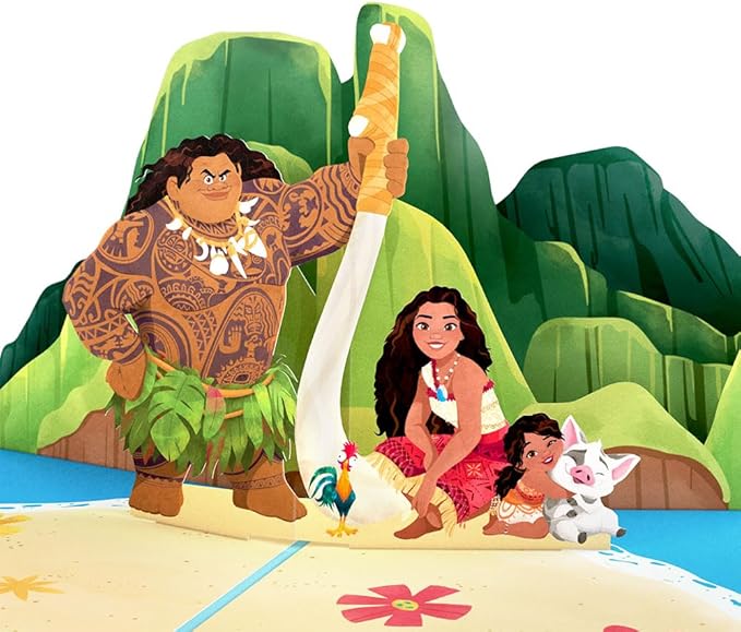 Lovepop Happy Birthday Pop-Up Card for Her and Him - Disney's Moana 3D Greeting Cards for Boys, Girls, Men, Women - 5" x 7" Card - Blank Note Card & Envelope Included