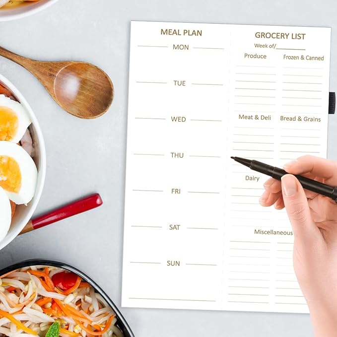 Weekly Meal Planner and Grocery List Magnetic Notepad. 10" x 7" Meal Planning Pad with Tear Off Shopping List. Family Dinner Menu & Meal Prep Plan. 52 Sheets