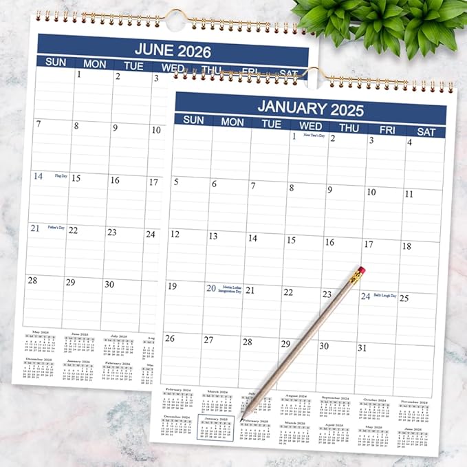 Calendar 2025-2026 - Wall Calendar Runs from Jan 2025 to Jun 2026-18 Monthly Calendar with Thick Paper for Planning and Organizing for Home or Office, Calender Planner, 8.5 x 11 In 2025 26 Calendars