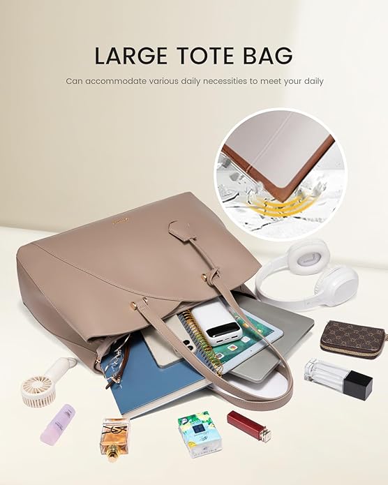 LOVEVOOK Laptop Tote Bag for Women, Work Bags Teacher Tote Bag, Leather Computer Bag Purses Handbag Professional Briefcase