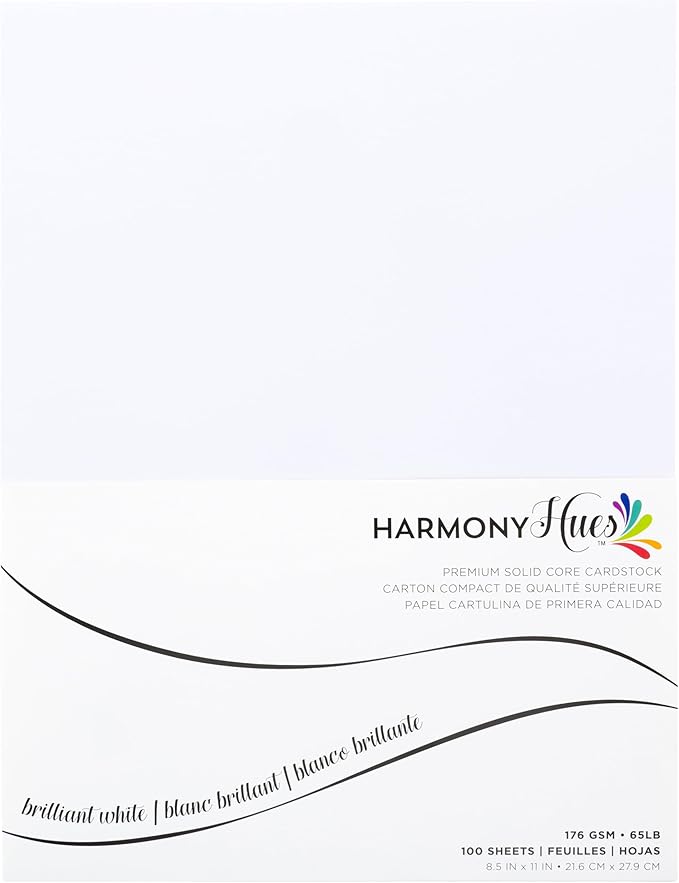Cardstock 8.5 x 11 Paper Pack - 65lb Smooth Card Stock for Crafts, Cardmaking, Printers - 100 Scrapbook Sheets - Double Sided with Solid Core, Brilliant White