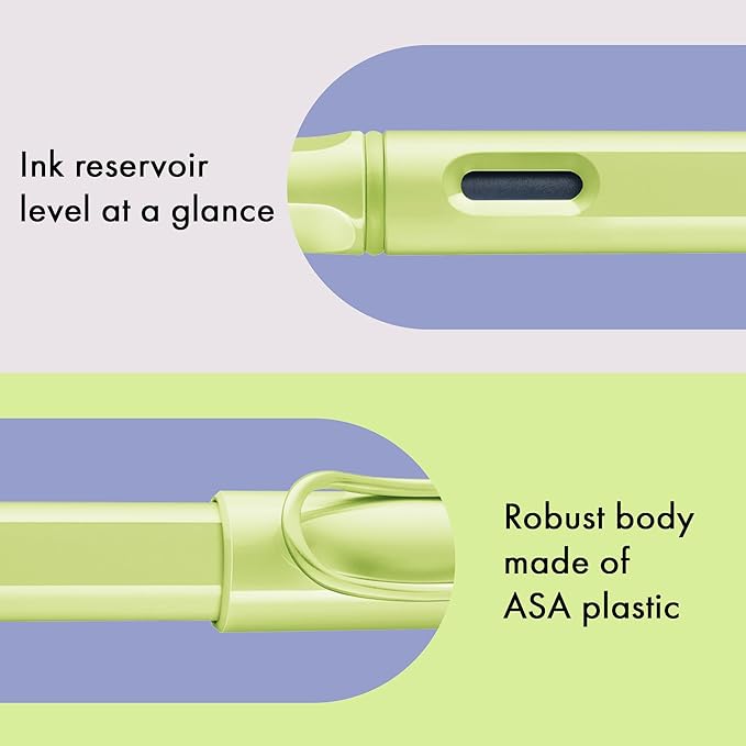 LAMY safari springgreen - Fountain Pen with ergonomic grip & polished steel nib in size F - ideal for any Writing & Calligraphy - including LAMY T 10 blue cartridge - Right-Handed