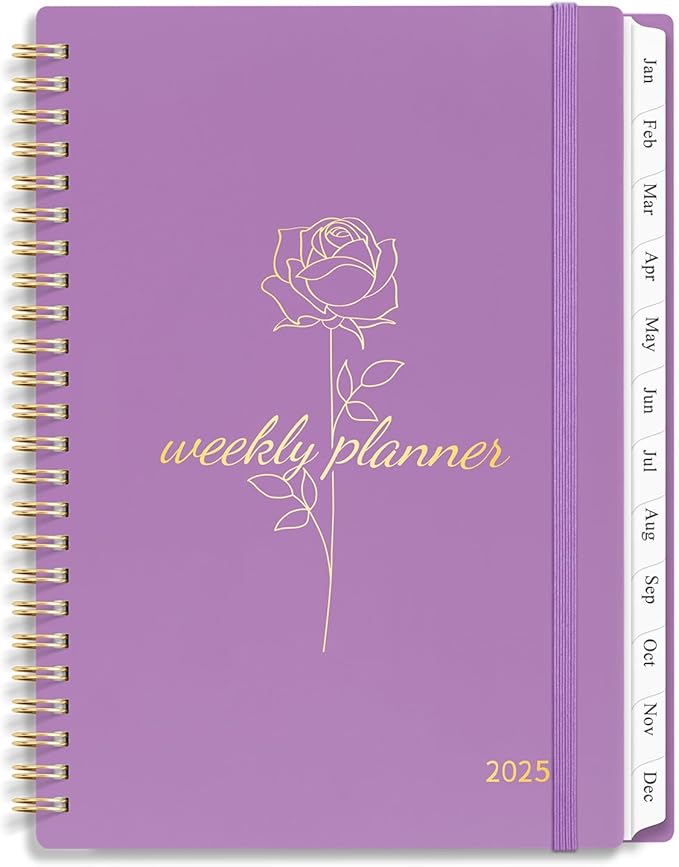 2025 Planner Weekly and Monthly, Calendar Planner with Monthly Tabs, 2025 Weekly Planner from Jan 2025 - Dec 2025, Weekly Monthly Planner with Spiral Binding- 6.3" X 8.5", Purple