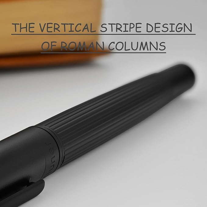 BEILUNER Lighthouse series Rollerball pen, matte black pen body, exquisite vertical lines, Schneider 850 refill, suitable for men, office, professionals, exquisite and chic designer pen