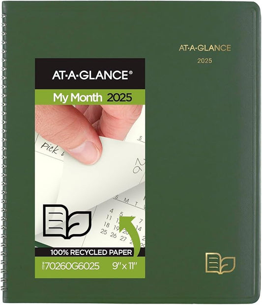AT-A-GLANCE 2025 Planner, Monthly, 9" x 11", Large, Recycled, Green (70260G6025)