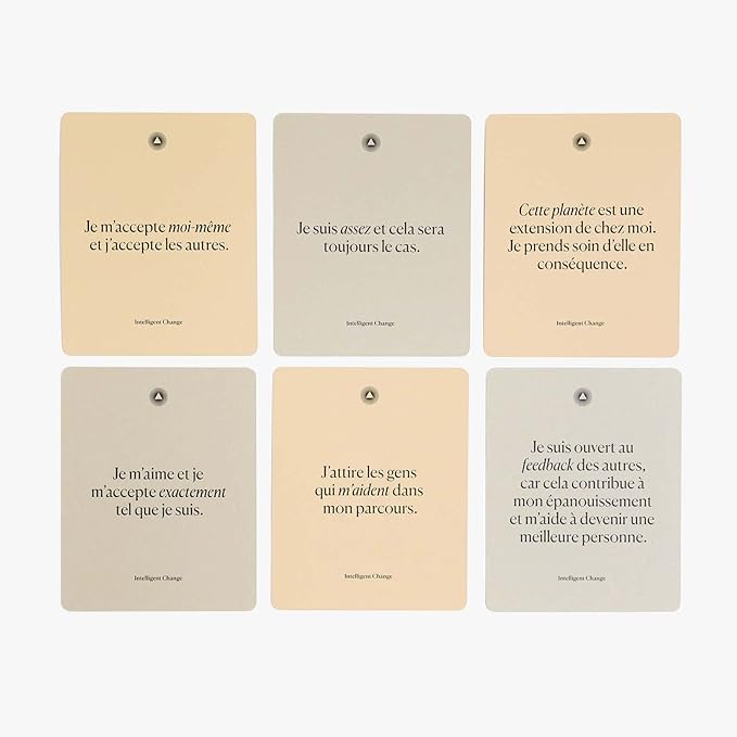 Intelligent Change French Mindful Affirmation Cards, Daily Words of Encouragement Cards, Self Affirmation Inspirational Gifts, Self Care Box of Positive Affirmations, Display Stand, Deck of 52