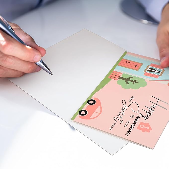 48 Pcs Happy Home Anniversary Cards with Envelopes Bulk Blank Welcome House Cards Real Estate Thank You Notes Housewarming Gifts for Clients Neighbors, 4 x 6 in(Classic)