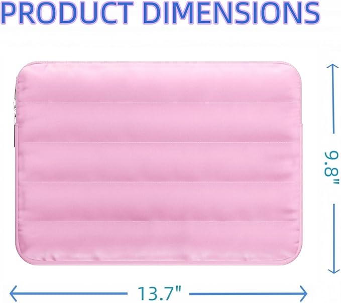 LS-M Puffy 13-14 Inch Laptop Sleeve Case for Women Men Cute Carrying Cover Compatible with MacBook Air M2, MacBook Pro 14 Protective Portable Case (Pink, 13-14inch)