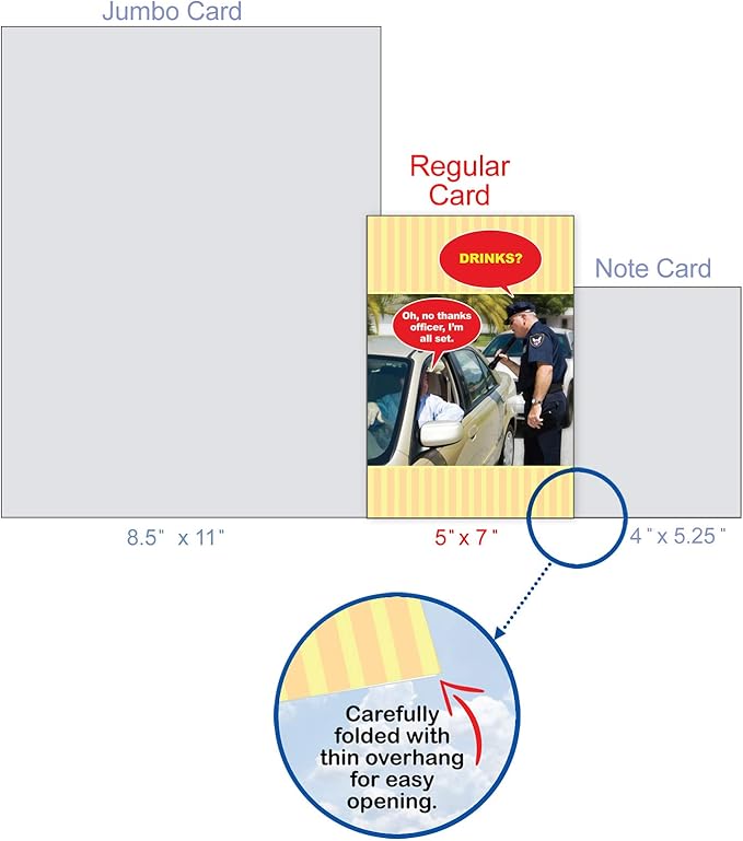 NobleWorks - Humorous Birthday Greeting Card with 5 x 7 Inch Envelope (1 Card) Bday No Thanks Officer 9800