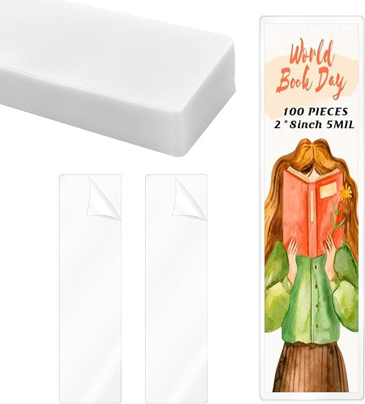 100Pieces Bookmark Laminating Pouches 2 * 8inch Hot Laminator Sleeves 5 Mil Compatible with Most Pouch Laminating Machines for Book Lovers Nature Lovers