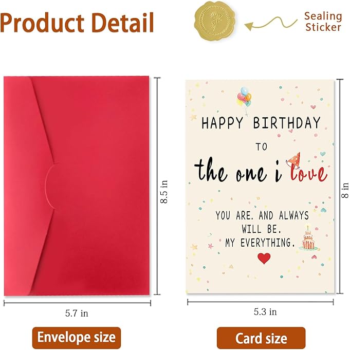 ICOOLY Romantic Birthday Card Gift for Men & Women – Heartfelt Greeting with Sweet Message – Perfect for Husband, Wife, Boyfriend, or Girlfriend – Birthday Card for Him, Her
