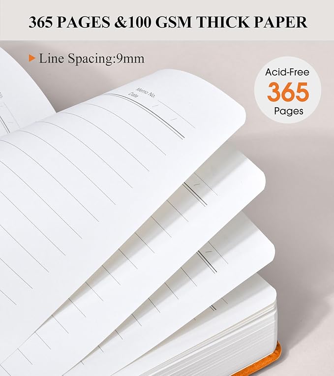 365 Page Thick Lined Journal Notebook for Men Women, A5 Leather Journals for Writing, Hardcover Notebooks for Work, School, Note Taking,Travel, Business,Personal Diary, College Ruled 5.9" x 8.4"
