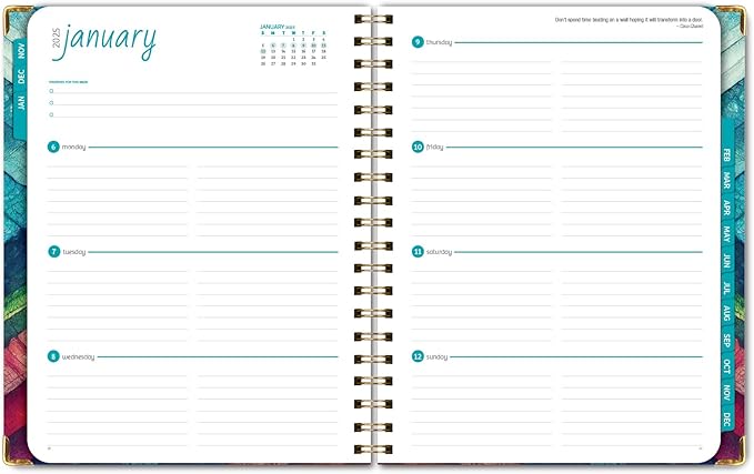HARDCOVER 2025 Planner, 8.5"x11": 14 Months (November 2024 - December 2025), Daily Weekly Monthly Planner, Yearly Agenda, Bookmark, Pocket Folder and Sticky Note Set (Rainbow Oak)