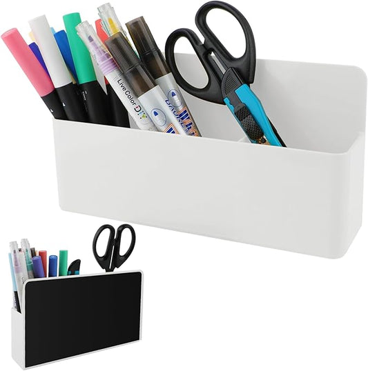 Magnetic Pen Holder,3 Compartments Magnetic Dry Erase Marker Holder,Extra Strong Magnet Storage Marker Pen Pencil Organizer for Refrigerator,Whiteboard,Locker Accessories(Long Style)