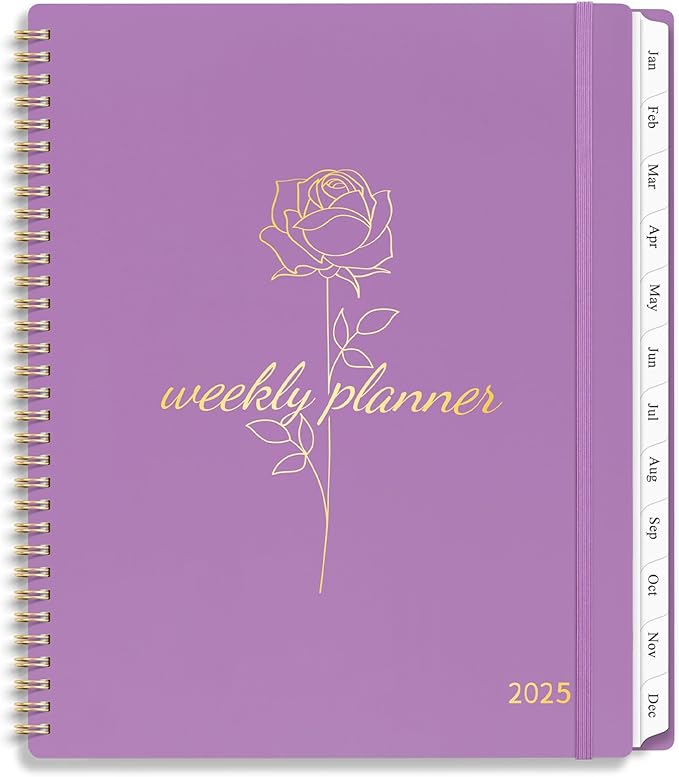 2025 Planner Weekly and Monthly, Calendar Planner with Monthly Tabs, 2025 Weekly Planner from Jan 2025 - Dec 2025, Weekly Monthly Planner with Spiral Binding- 8.5" x 11", Purple
