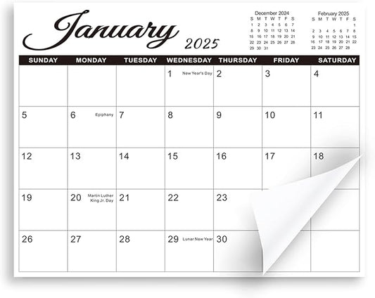 SKYDUE 2025 Magnetic Calendar for Refrigerator, Fridge Calendar 2024-2025, Jul 2024 to Dec 2025 18 Months Magnetic Calendar, 10" x 8", Black