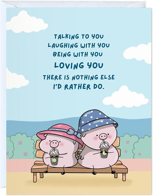 ALY LOU Cute Anniversary Card, Birthday Card for Her Him/Girlfriend Wife/Husband Boyfriend, Friendship Thank You Kawaii Greeting Card (There is nothing else, I’d rather do)