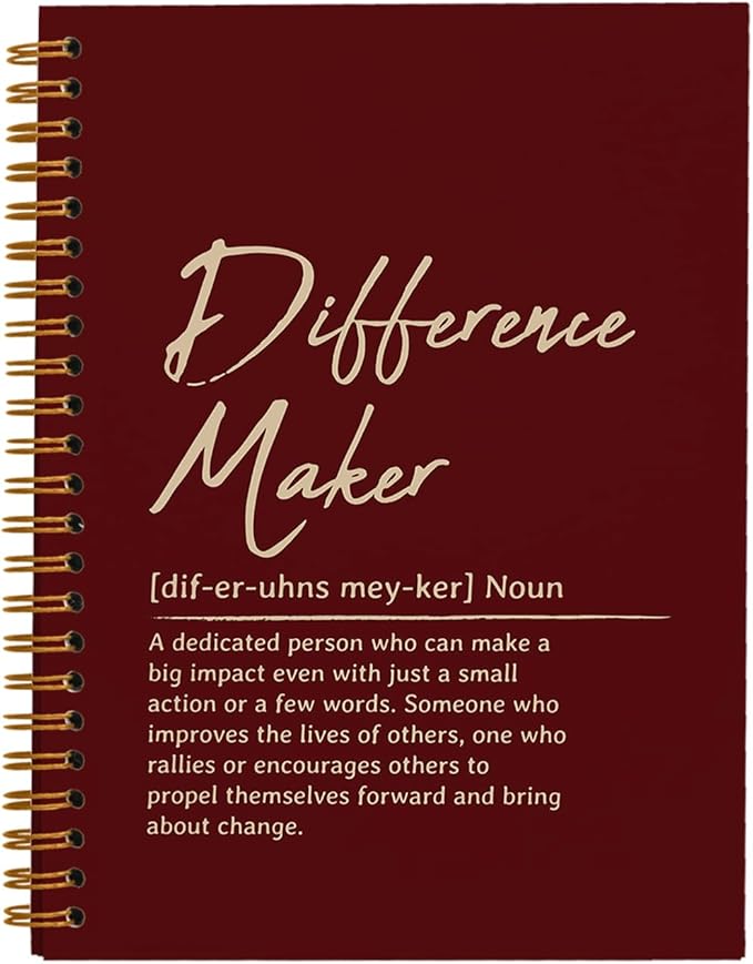 OXW Difference Maker Appreciation Gift, Meeting Notebook for Work, Thank You Gifts for Leader Mentor Manager Boss, Office Supplies Social Worker Notebook, Red Hardcover Spiral Notebook 5.5 x 8.3