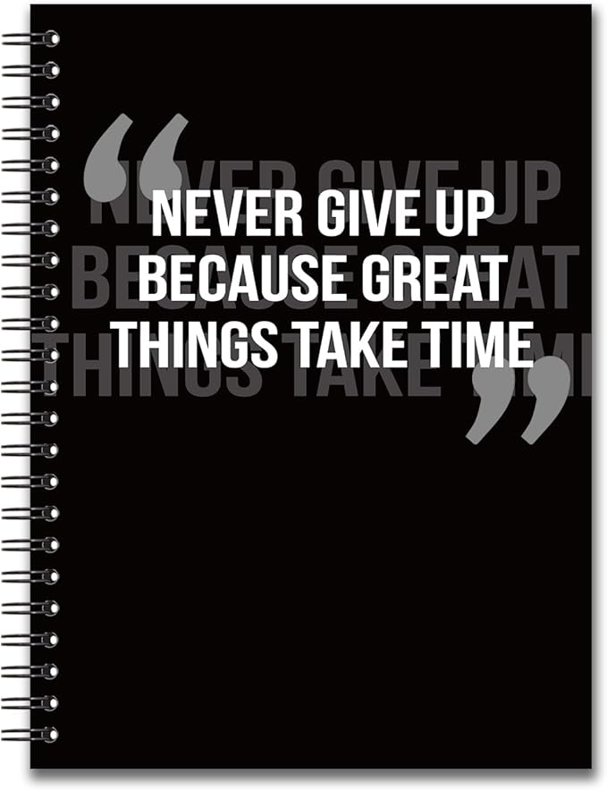 YAZMEEN Inspirational Blank Spiral Notebook（160 Pages） Never Give Up Because Great Things Take Time Hardcover Notebook Motivational Journal Gift Funny Birthday Gift for Teen Student Friend Coworker