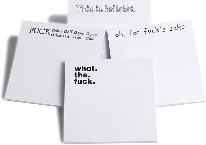 Fresh Outta Fucks Pad and Pen Funny Sticky Notes and Pen Set White Elephant Gift Novelty Pen Funny Desk Accessory Fun Gifts for Friends (A-Set 2 Pen+4 Notes)