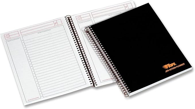 TOPS Products Aion Planner, Side Wirebound, 8-1/2"x6-3/4", 100 Sheets, Black (TOP63828),White
