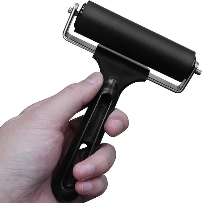 KXKZREN Rubber Roller for Flooring Installation 4 inch Rubber Brayer Glue Roller for Boat Flooring Install Printmaking Painting Stamping Wallpaper Gluing Application