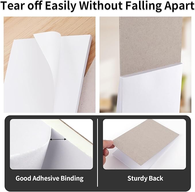 Note Pads 3x5 In, 8 Pack Blank Notepad, White Scratch Pads for Writing, 50 Sheets Per Memo Pad for Jotting Down Quick Notes, Pads of Paper for Grocery and Shopping Lists, Small Server Notebook