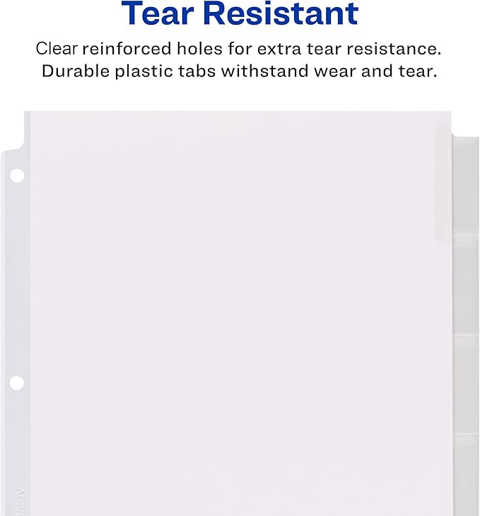 Avery Big Tab Insertable Extra Wide Dividers for 3 Ring Binders, 8-Tab Sets, Clear Tabs, 6 Sets (21940)