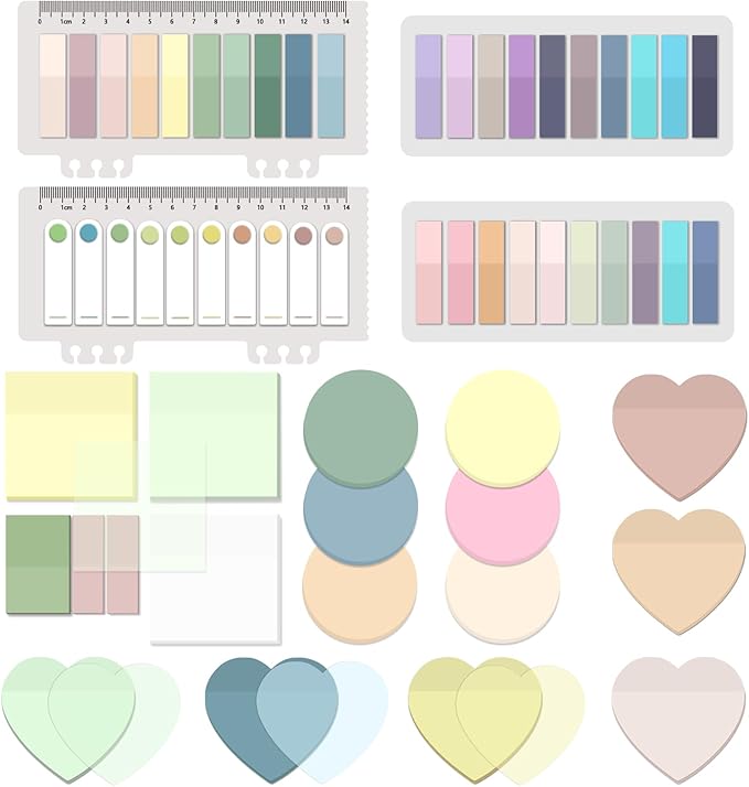 BAYTORY 1700 Sheets Transparent Sticky Notes, Clear Waterproof 3 x 3 inch See Through Memo Pad, Self-Adhesive Translucent Writable Index Tabs for Annotating Books, Study Supplies