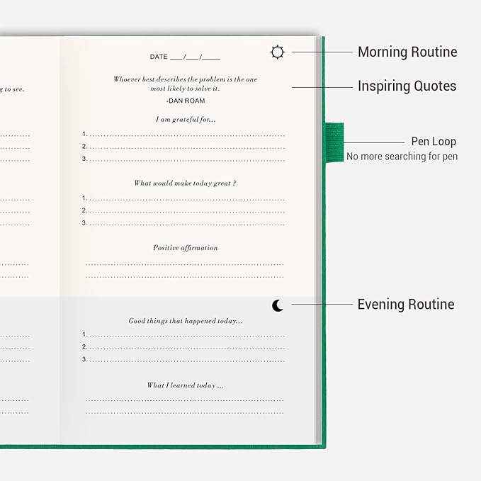 The Gratitude Journal: Inspire Thankfulness, Mindfulness, Positivity, Happiness,Upgraded with Pen Holder, Inner Pocket & Elastic Closure Band (Earth Green)