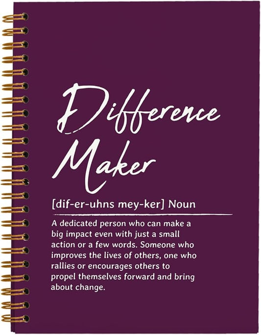 OXW Difference Maker Appreciation Gift, Meeting Notebook for Work, Thank You Gifts for Leader Mentor Manager Boss, Office Supplies Social Worker Notebook, Purple Hardcover Spiral Notebook 5.5 x 8.3