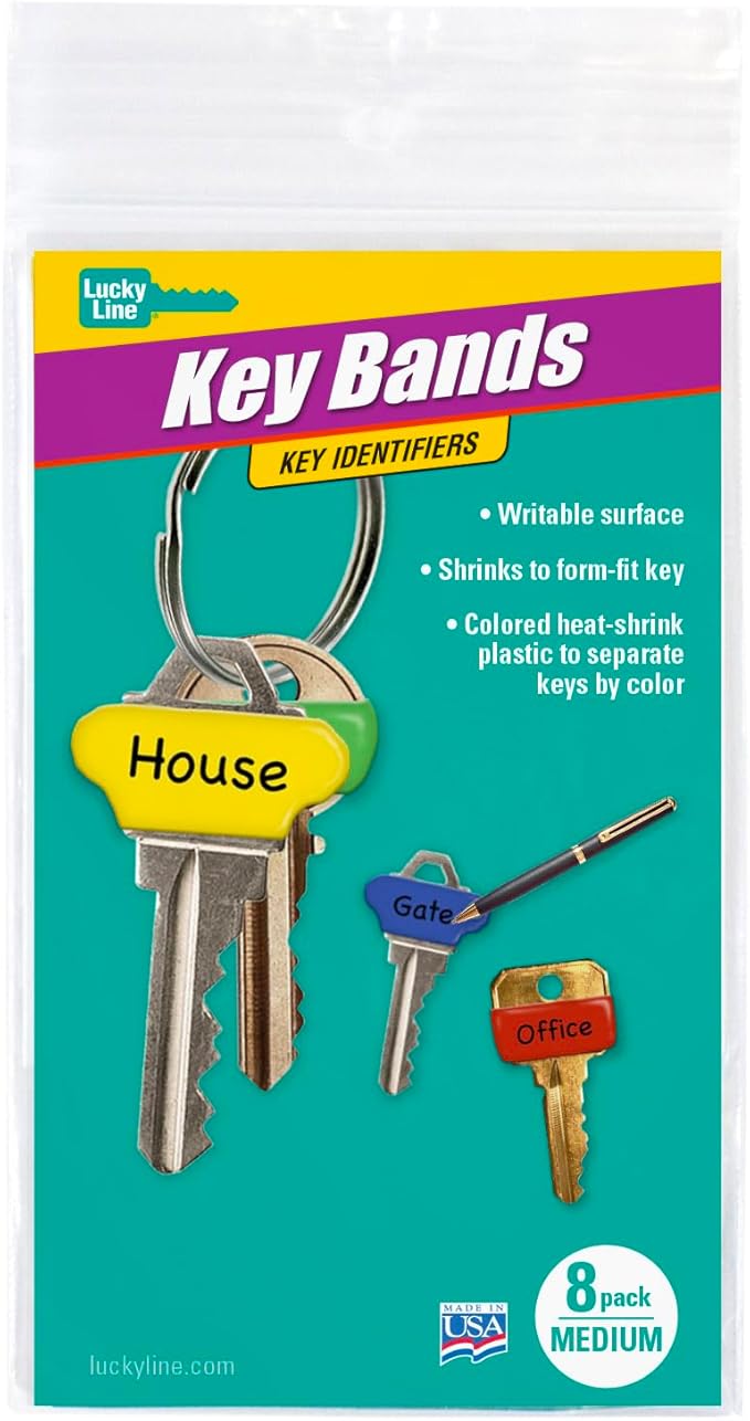 Lucky Line Colorful Key Bands - Key Identifiers Medium, 8 Pack (17108)