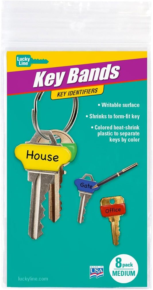 Lucky Line Colorful Key Bands - Key Identifiers Medium, 8 Pack (17108)