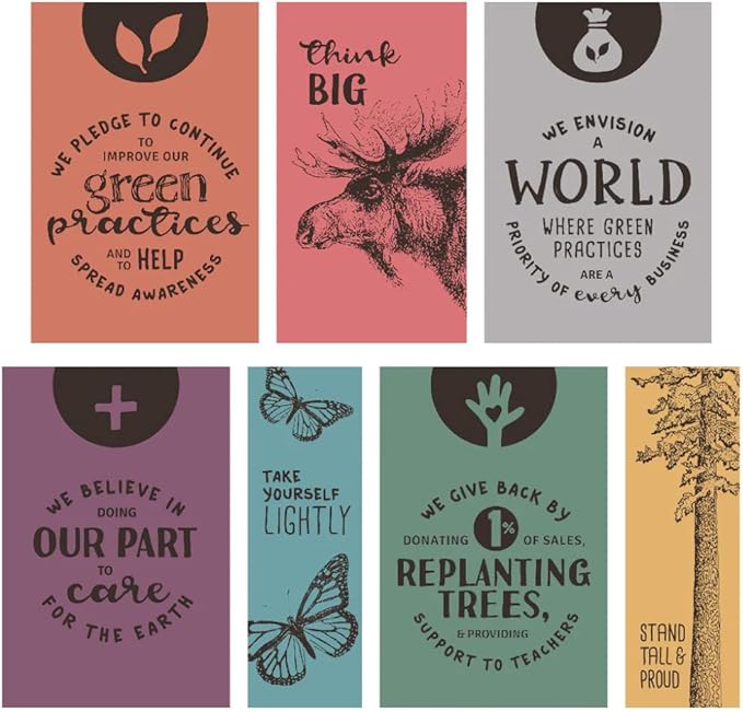 Advice from Nature 3 Bookmark Nature Set, Laminated with Glossy Finish, Printed on Recycled Paper - Bear, Wolf, Tree (AMBM-NATURE)