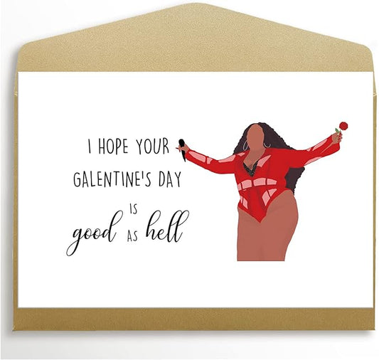 Funny Lizzo Galentine’s Day Card for Bestie, Good As Hell Galentine’s Day Card for Friends