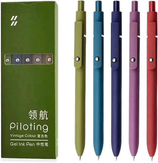 ITAWIXS Aesthetic Gel Ink Pens, 5pcs Fine Point Smooth Writing Pens, Office Desk Accessories, Cute Morandi Pens for journaling School Office Supplies, Gifts for Women and Men