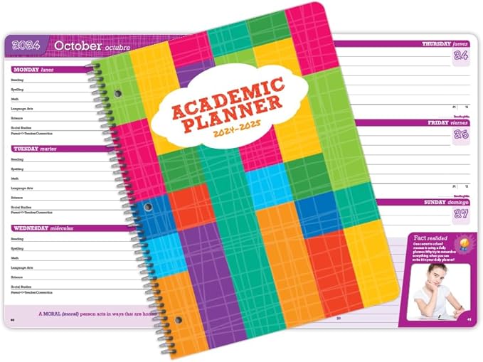 Dated Elementary Student Planner 2024-2025 Academic School Year, Large (8.5" by 11") Block Style Datebook with Imagine Cover