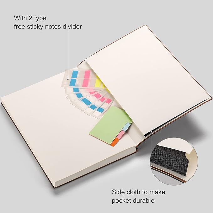 AHGXG 8.5''×11' Notebook College Ruled - Large A4 Notebook Lined Journal - 320 Pages Thick Journal for Writing, 100gsm Thick Paper, Leather Softcover, for Work School - Black